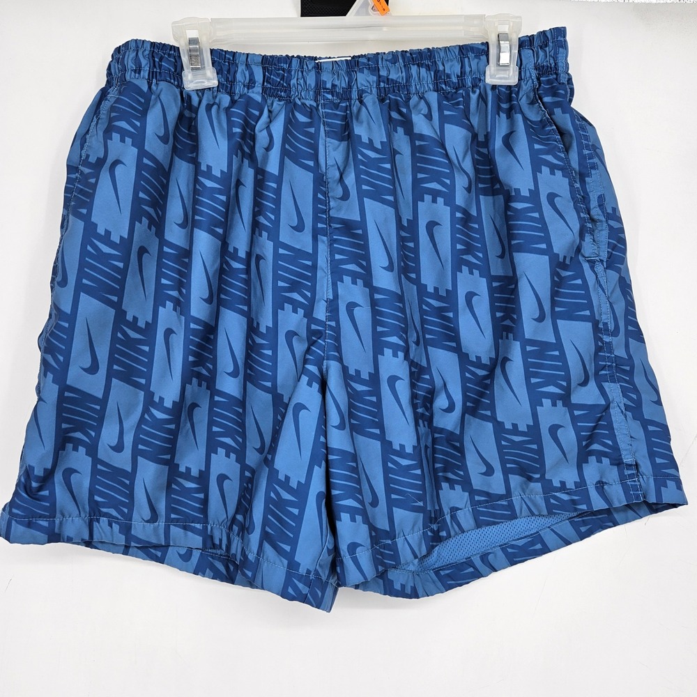 Nike Shorts Mens Extra Large Swoosh All Over Print Blue‎ Swim Sportswear